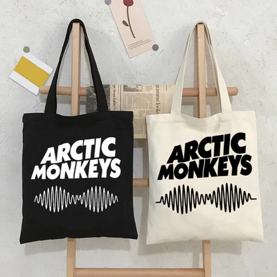 Arctic Monkeys Sound Wave Rock Band pirkinių krepšys Drobė Pirkėjo mada Didelės talpos rankinė per petį krepšys Paplūdimio krepšys