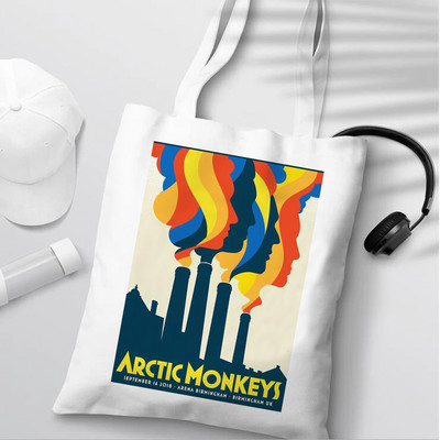 Arctic Monkeys Sound Wave Rock Band pirkinių krepšys Drobė Pirkėjo mada Didelės talpos rankinė per petį krepšys Paplūdimio krepšys