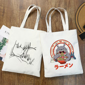 Totoro Stúdió Ghibli Miyazaki Hayao Shopper Bag Anime Táskák Rajzfilm Print Bevásárlótáskák Eco Canvas Tote Bag Pacakge Beach Handbag
