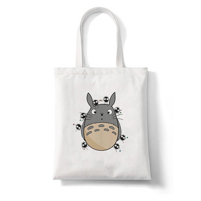 Totoro Stúdió Ghibli Miyazaki Hayao Shopper Bag Anime Táskák Rajzfilm Print Bevásárlótáskák Eco Canvas Tote Bag Pacakge Beach Handbag