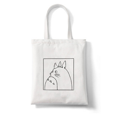 Totoro Stúdió Ghibli Miyazaki Hayao Shopper Bag Anime Táskák Rajzfilm Print Bevásárlótáskák Eco Canvas Tote Bag Pacakge Beach Handbag