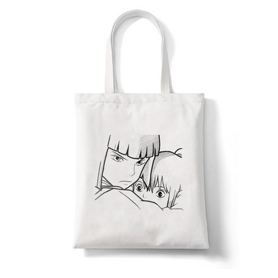 Totoro Stúdió Ghibli Miyazaki Hayao Shopper Bag Anime Táskák Rajzfilm Print Bevásárlótáskák Eco Canvas Tote Bag Pacakge Beach Handbag