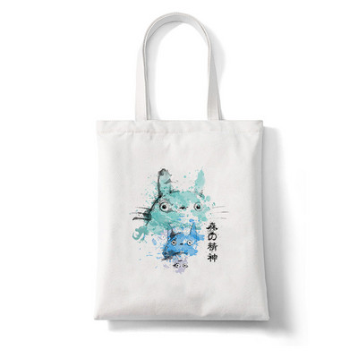 Totoro Stúdió Ghibli Miyazaki Hayao Shopper Bag Anime Táskák Rajzfilm Print Bevásárlótáskák Eco Canvas Tote Bag Pacakge Beach Handbag