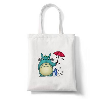 Totoro Stúdió Ghibli Miyazaki Hayao Shopper Bag Anime Táskák Rajzfilm Print Bevásárlótáskák Eco Canvas Tote Bag Pacakge Beach Handbag