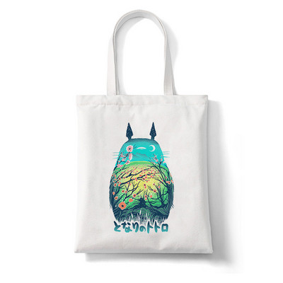 Totoro Stúdió Ghibli Miyazaki Hayao Shopper Bag Anime Táskák Rajzfilm Print Bevásárlótáskák Eco Canvas Tote Bag Pacakge Beach Handbag