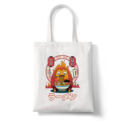 Totoro Stúdió Ghibli Miyazaki Hayao Shopper Bag Anime Táskák Rajzfilm Print Bevásárlótáskák Eco Canvas Tote Bag Pacakge Beach Handbag