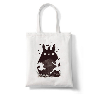 Totoro Stúdió Ghibli Miyazaki Hayao Shopper Bag Anime Táskák Rajzfilm Print Bevásárlótáskák Eco Canvas Tote Bag Pacakge Beach Handbag