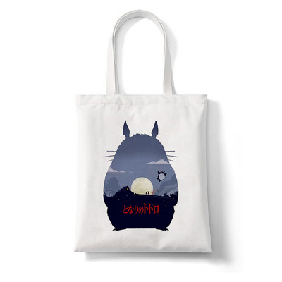 Totoro Stúdió Ghibli Miyazaki Hayao Shopper Bag Anime Táskák Rajzfilm Print Bevásárlótáskák Eco Canvas Tote Bag Pacakge Beach Handbag
