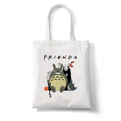 Totoro Stúdió Ghibli Miyazaki Hayao Shopper Bag Anime Táskák Rajzfilm Print Bevásárlótáskák Eco Canvas Tote Bag Pacakge Beach Handbag
