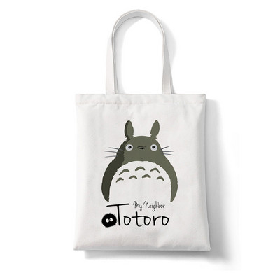 Totoro Stúdió Ghibli Miyazaki Hayao Shopper Bag Anime Táskák Rajzfilm Print Bevásárlótáskák Eco Canvas Tote Bag Pacakge Beach Handbag