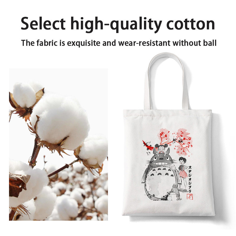 Totoro Stúdió Ghibli Miyazaki Hayao Shopper Bag Anime Táskák Rajzfilm Print Bevásárlótáskák Eco Canvas Tote Bag Pacakge Beach Handbag