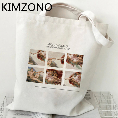 Mikelandželo iepirkumu soma pircējs bolsa pircējs kokvilnas džutas soma pārtikas soma auduma atkārtoti lietojama aukla boodschappentas sacolas