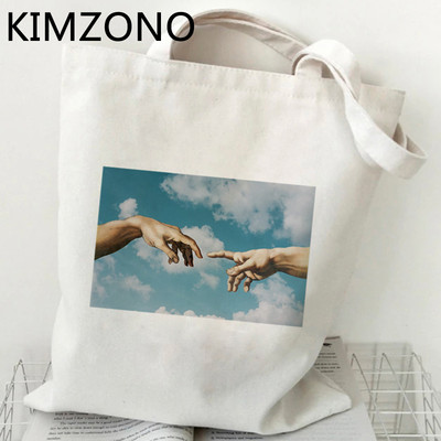 Mikelandželo iepirkumu soma pircējs bolsa pircējs kokvilnas džutas soma pārtikas soma auduma atkārtoti lietojama aukla boodschappentas sacolas