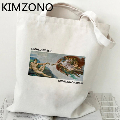 Mikelandželo iepirkumu soma pircējs bolsa pircējs kokvilnas džutas soma pārtikas soma auduma atkārtoti lietojama aukla boodschappentas sacolas