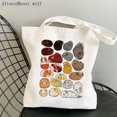 Női vásárló táska sok tengerimalac Nyomtatott Kawaii táska Harajuku Bevásárlóvászon Shopper Bag lány kézitáska Vállas női táska