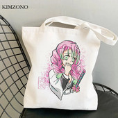 Demon Slayer Kimetsu No Yaiba iepirkumu soma tote bolsas de tela shopper džutas soma bolsa audekla soma reciclaje sacola iepirkšanās pasūtījuma