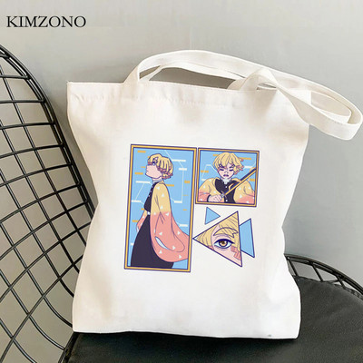 Demon Slayer Kimetsu No Yaiba iepirkumu soma tote bolsas de tela shopper džutas soma bolsa audekla soma reciclaje sacola iepirkšanās pasūtījuma