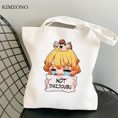 Demon Slayer Kimetsu No Yaiba iepirkumu soma tote bolsas de tela shopper džutas soma bolsa audekla soma reciclaje sacola iepirkšanās pasūtījuma
