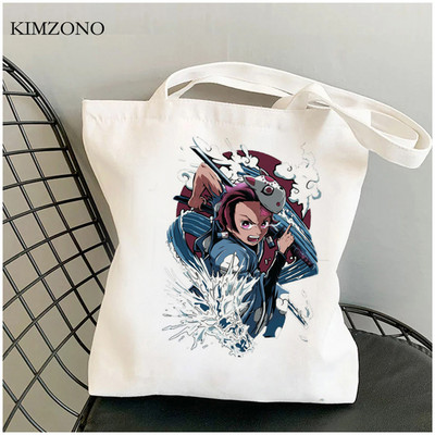 Demon Slayer Kimetsu No Yaiba iepirkumu soma tote bolsas de tela shopper džutas soma bolsa audekla soma reciclaje sacola iepirkšanās pasūtījuma