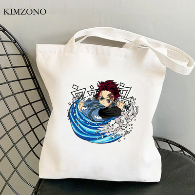 Demon Slayer Kimetsu No Yaiba iepirkumu soma tote bolsas de tela shopper džutas soma bolsa audekla soma reciclaje sacola iepirkšanās pasūtījuma