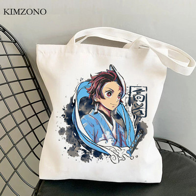 Demon Slayer Kimetsu No Yaiba iepirkumu soma tote bolsas de tela shopper džutas soma bolsa audekla soma reciclaje sacola iepirkšanās pasūtījuma