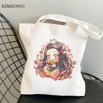 Demon Slayer Kimetsu No Yaiba iepirkumu soma tote bolsas de tela shopper džutas soma bolsa audekla soma reciclaje sacola iepirkšanās pasūtījuma