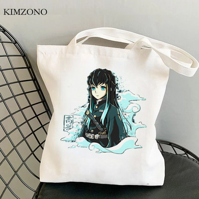 Demon Slayer Kimetsu No Yaiba iepirkumu soma tote bolsas de tela shopper džutas soma bolsa audekla soma reciclaje sacola iepirkšanās pasūtījuma