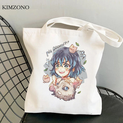 Demon Slayer Kimetsu No Yaiba iepirkumu soma tote bolsas de tela shopper džutas soma bolsa audekla soma reciclaje sacola iepirkšanās pasūtījuma