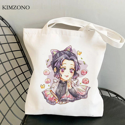 Demon Slayer Kimetsu No Yaiba iepirkumu soma tote bolsas de tela shopper džutas soma bolsa audekla soma reciclaje sacola iepirkšanās pasūtījuma