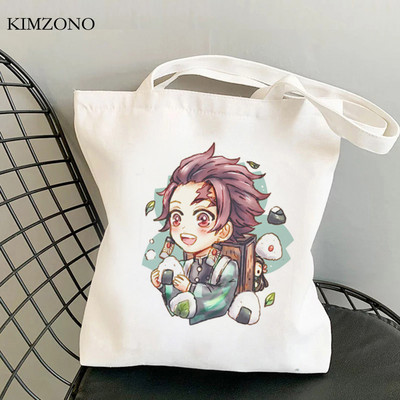 Demon Slayer Kimetsu No Yaiba iepirkumu soma tote bolsas de tela shopper džutas soma bolsa audekla soma reciclaje sacola iepirkšanās pasūtījuma
