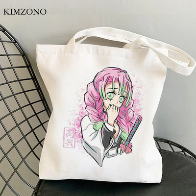 Demon Slayer Kimetsu No Yaiba iepirkumu soma tote bolsas de tela shopper džutas soma bolsa audekla soma reciclaje sacola iepirkšanās pasūtījuma