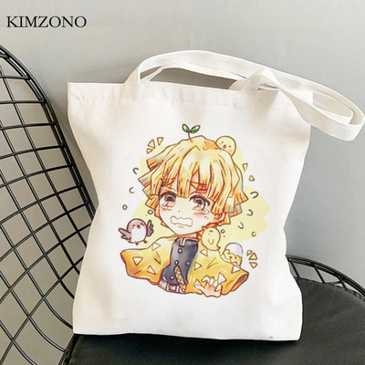 Demon Slayer Kimetsu No Yaiba iepirkumu soma tote bolsas de tela shopper džutas soma bolsa audekla soma reciclaje sacola iepirkšanās pasūtījuma
