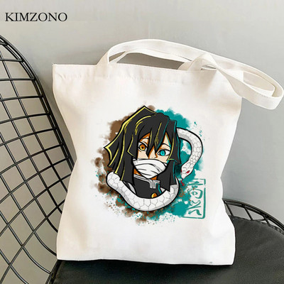 Demon Slayer Kimetsu No Yaiba iepirkumu soma tote bolsas de tela shopper džutas soma bolsa audekla soma reciclaje sacola iepirkšanās pasūtījuma