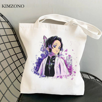 Demon Slayer Kimetsu No Yaiba iepirkumu soma tote bolsas de tela shopper džutas soma bolsa audekla soma reciclaje sacola iepirkšanās pasūtījuma