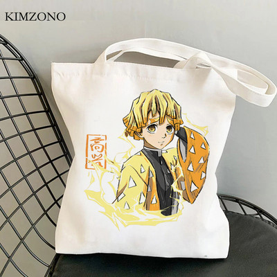 Demon Slayer Kimetsu No Yaiba iepirkumu soma tote bolsas de tela shopper džutas soma bolsa audekla soma reciclaje sacola iepirkšanās pasūtījuma