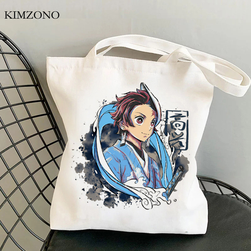Demon Slayer Kimetsu No Yaiba iepirkumu soma tote bolsas de tela shopper džutas soma bolsa audekla soma reciclaje sacola iepirkšanās pasūtījuma