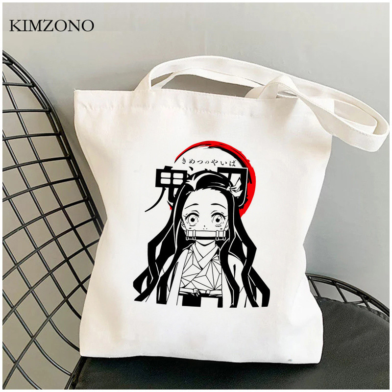 Demon Slayer Kimetsu No Yaiba iepirkumu soma tote bolsas de tela shopper džutas soma bolsa audekla soma reciclaje sacola iepirkšanās pasūtījuma