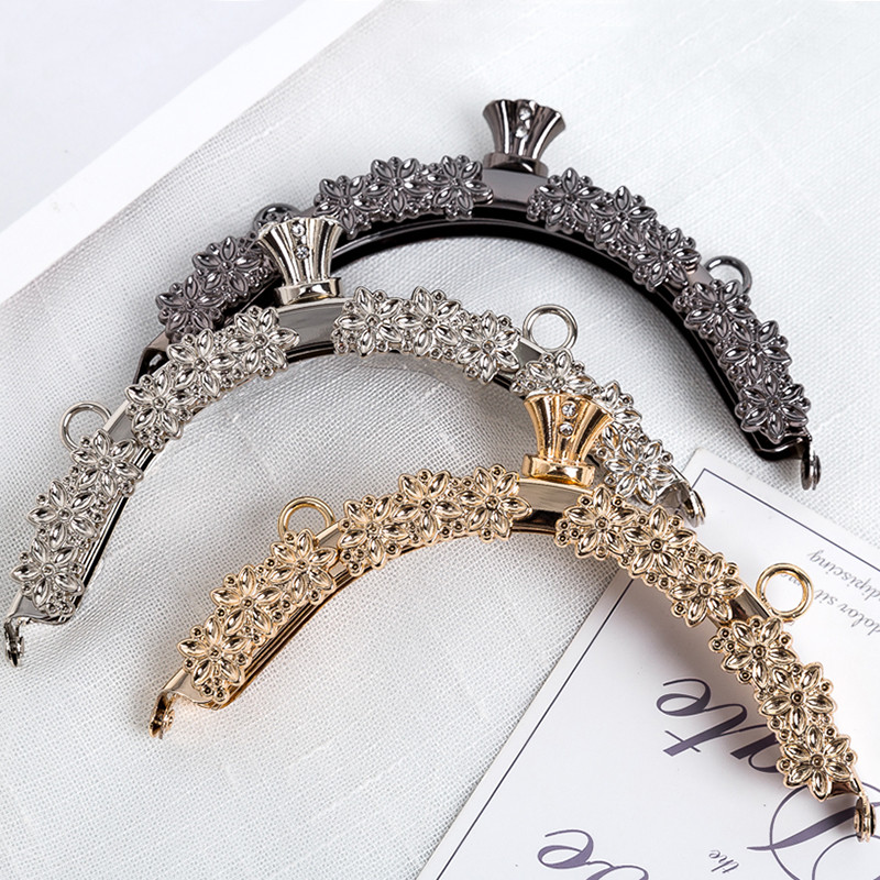 13cm poolring Vintage graveeritud lille ilma auguta keeratava rahakoti raam