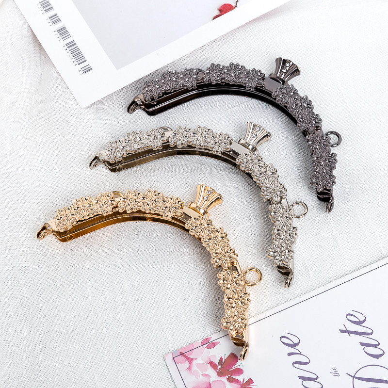 13cm poolring Vintage graveeritud lille ilma auguta keeratava rahakoti raam