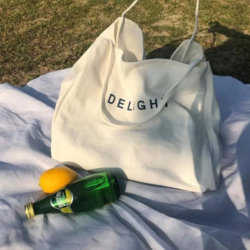 Nagy kapacitású pamut újrafelhasználható bevásárlótáska Női vászon válltáska DELIGH Print egyszínű kausális kézitáska hordtáska strandtáska