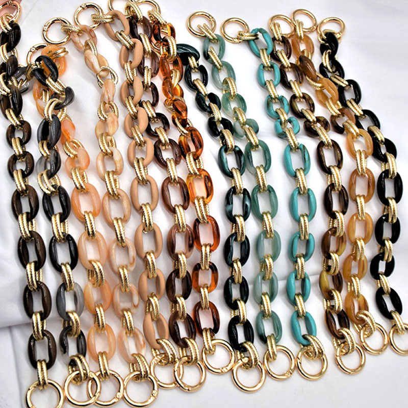 Akrilo dervos grandinėlė, mišri auksinė retro nuimama pečių grandinėlė rankenos krepšio puošmena Nauji moteriški krepšio dirželiai, ornamentų priedai