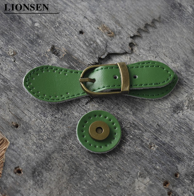 Lionsen somas magnētiskās pogas īstas ādas bronzas Hasp sprādze sievietēm ar rokām darināti Crossbody rokassomu stiprinājuma aksesuāri KZ