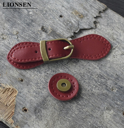 Lionsen somas magnētiskās pogas īstas ādas bronzas Hasp sprādze sievietēm ar rokām darināti Crossbody rokassomu stiprinājuma aksesuāri KZ