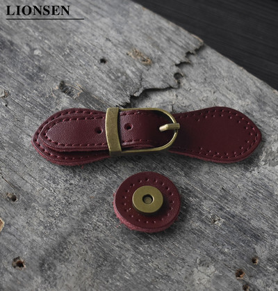 Lionsen somas magnētiskās pogas īstas ādas bronzas Hasp sprādze sievietēm ar rokām darināti Crossbody rokassomu stiprinājuma aksesuāri KZ