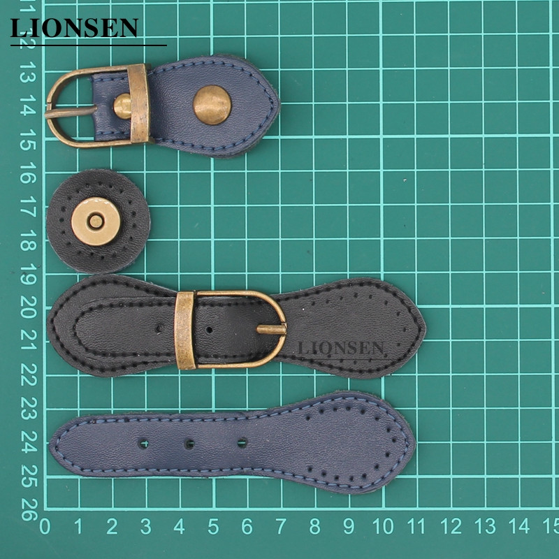 Lionsen somas magnētiskās pogas īstas ādas bronzas Hasp sprādze sievietēm ar rokām darināti Crossbody rokassomu stiprinājuma aksesuāri KZ