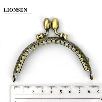 LIONSEN 8,5 εκ. Bud Ρετρό Στρογγυλό μεταλλικό Πλαίσιο Λαβή για τσάντα συμπλέκτη Κλειδαριά με κούμπωμα αντίκες μπρούτζινη τσάντα