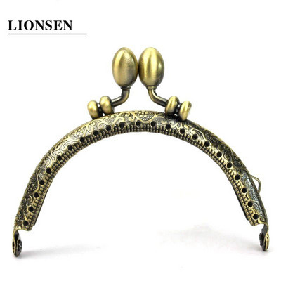 LIONSEN 8,5 cm Bud Retro apaļš metāla maka rāmja rokturis sajūga somai monētu skūpsts aizdare Slēdzene antīkas bronzas aparatūras somas piederums