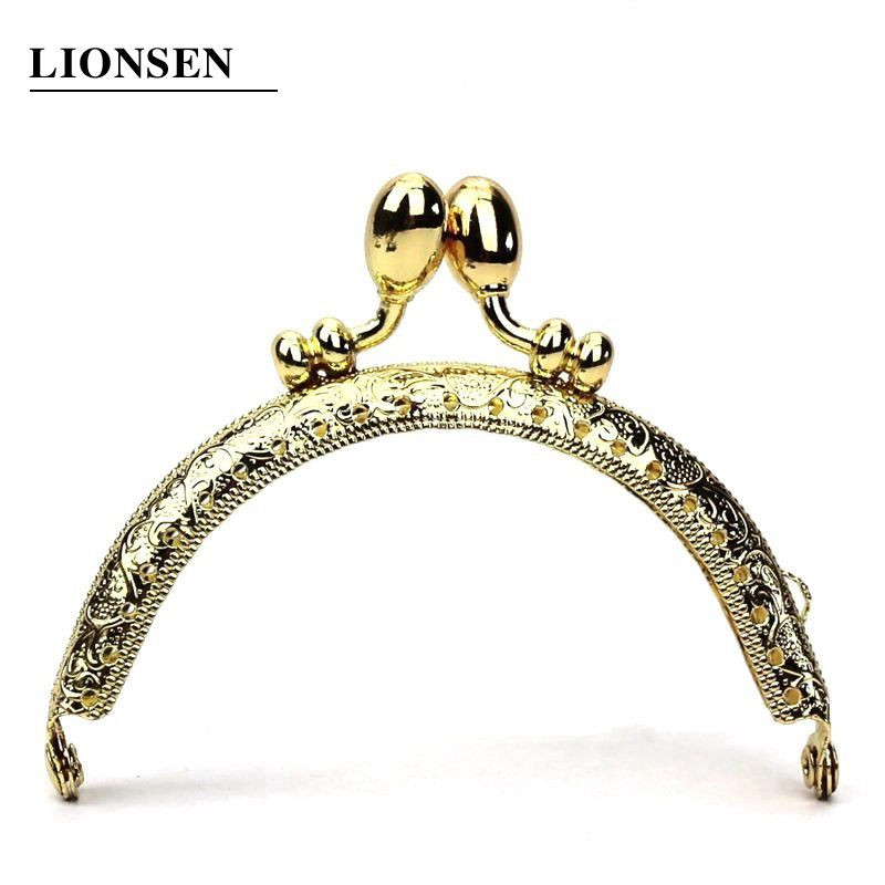 LIONSEN 8,5 cm Bud Retro apaļš metāla maka rāmja rokturis sajūga somai monētu skūpsts aizdare Slēdzene antīkas bronzas aparatūras somas piederums