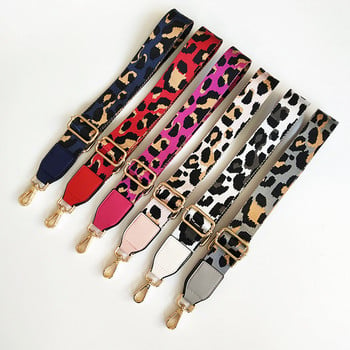 Φαρδιές 3,8 εκατοστά Leopard Print Ιμάντες ώμου Γυναικεία ρυθμισμένη επιμήκη ζώνη τσάντας με έναν ώμο