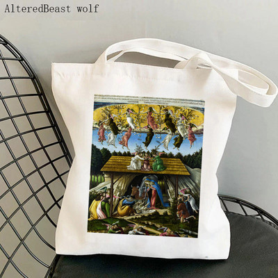 Vásárló Venus születése Botticelli Nyomtatott táska női Harajuku vásárló kézitáska lány Vállas bevásárlótáska Lady Canvas Bag